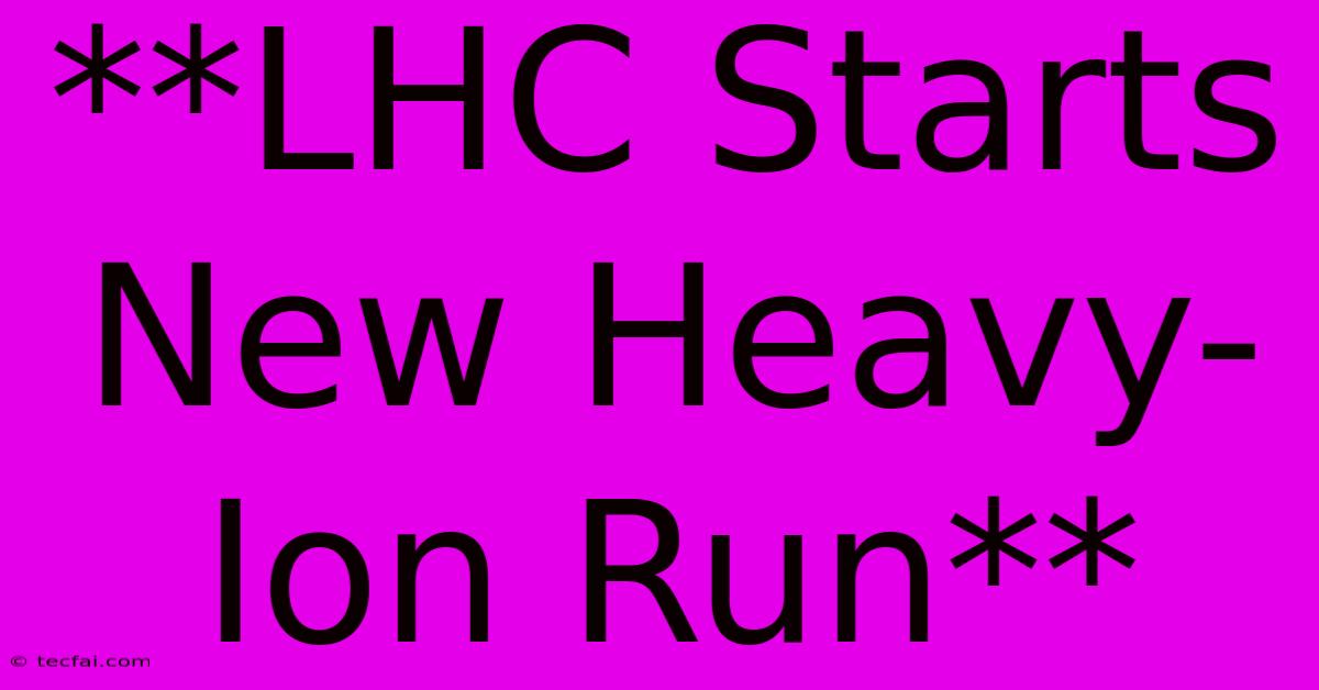 **LHC Starts New Heavy-Ion Run**