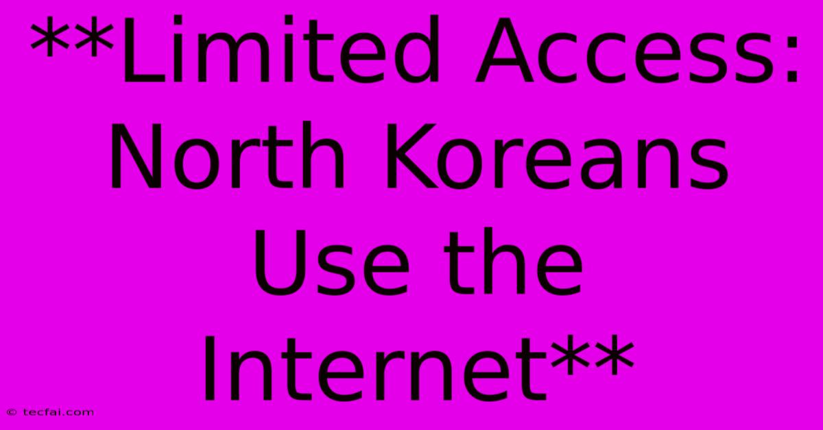 **Limited Access: North Koreans Use The Internet** 