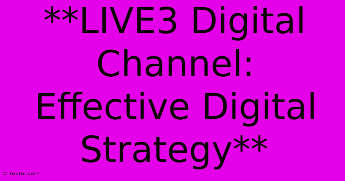 **LIVE3 Digital Channel:  Effective Digital Strategy** 