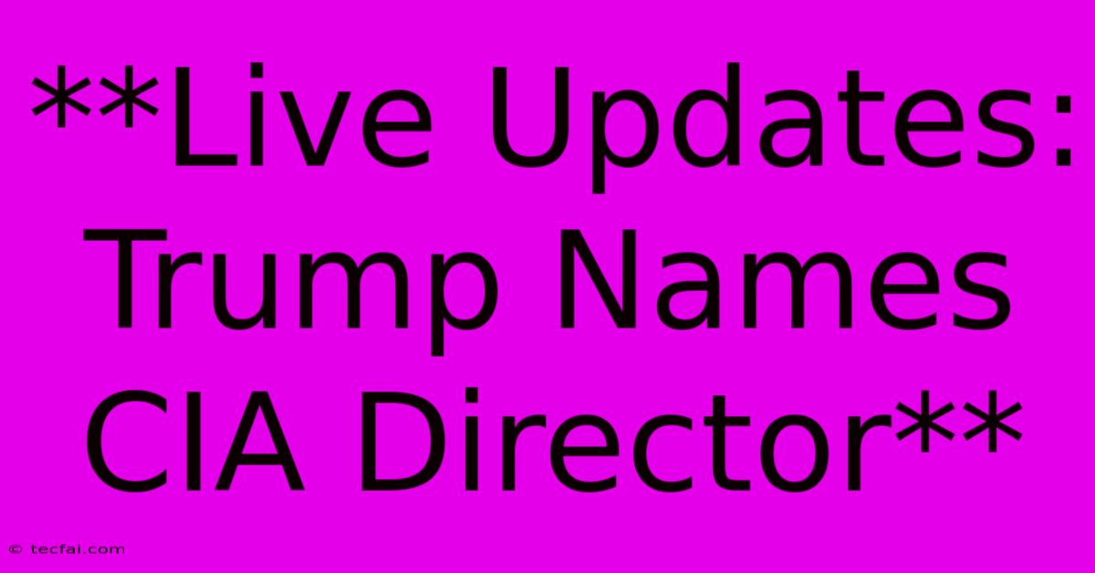 **Live Updates: Trump Names CIA Director** 