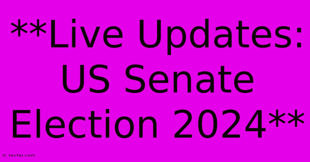 **Live Updates: US Senate Election 2024**