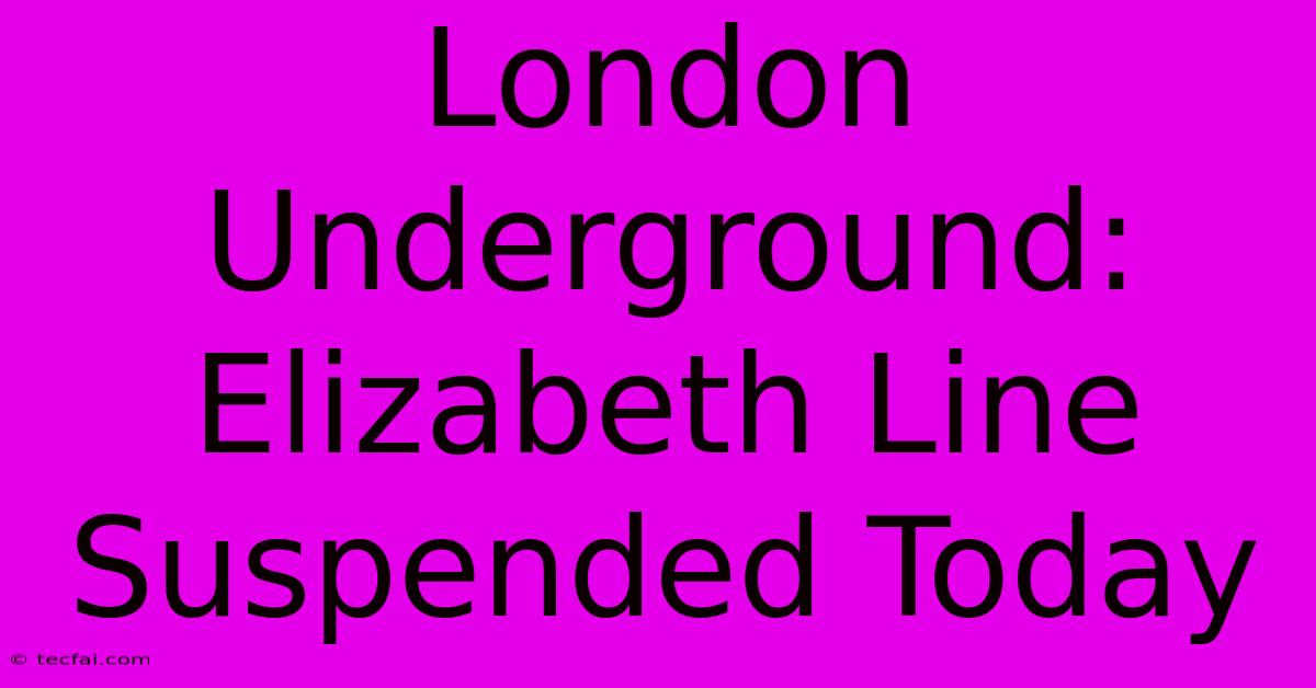 London Underground: Elizabeth Line Suspended Today