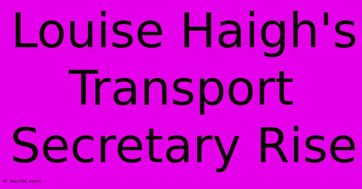 Louise Haigh's Transport Secretary Rise