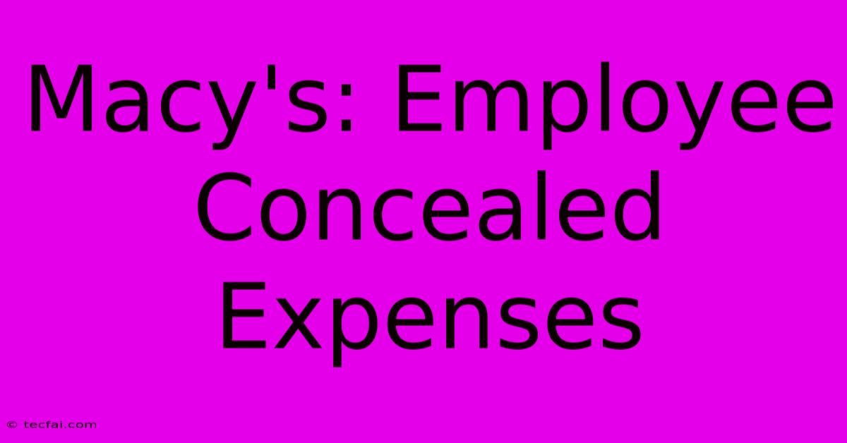 Macy's: Employee Concealed Expenses