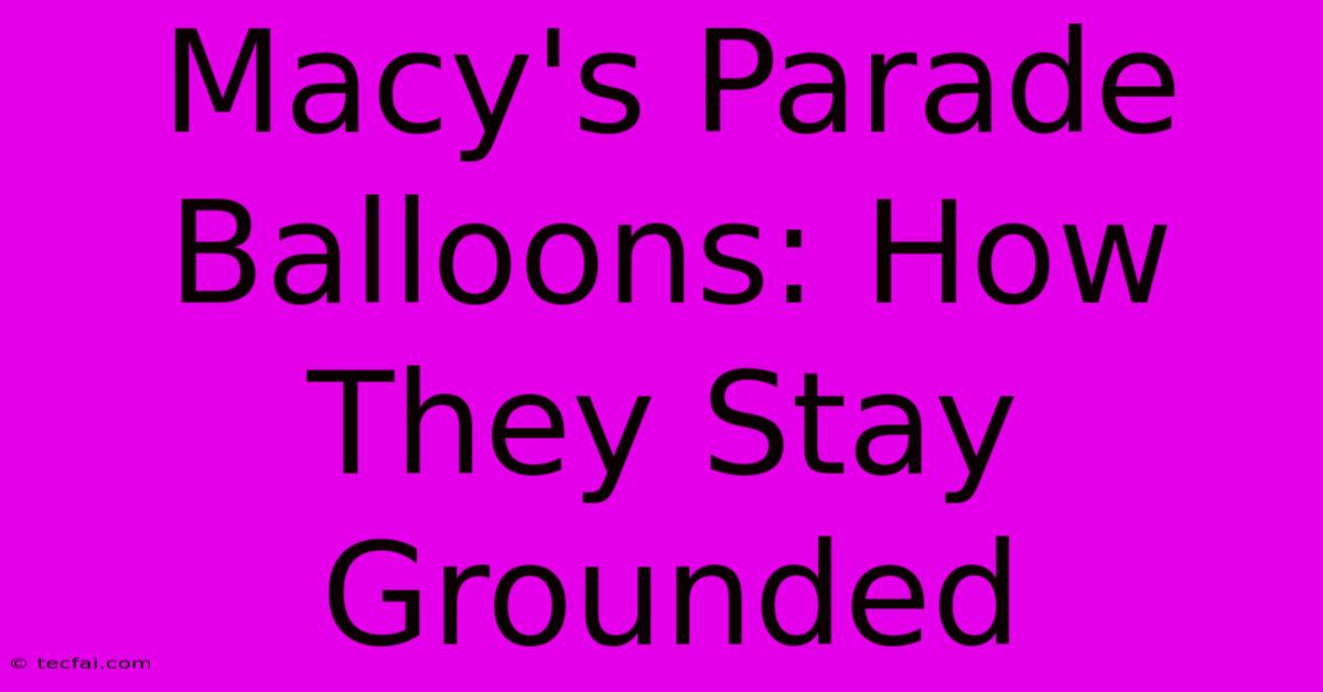 Macy's Parade Balloons: How They Stay Grounded