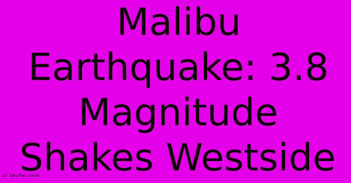 Malibu Earthquake: 3.8 Magnitude Shakes Westside