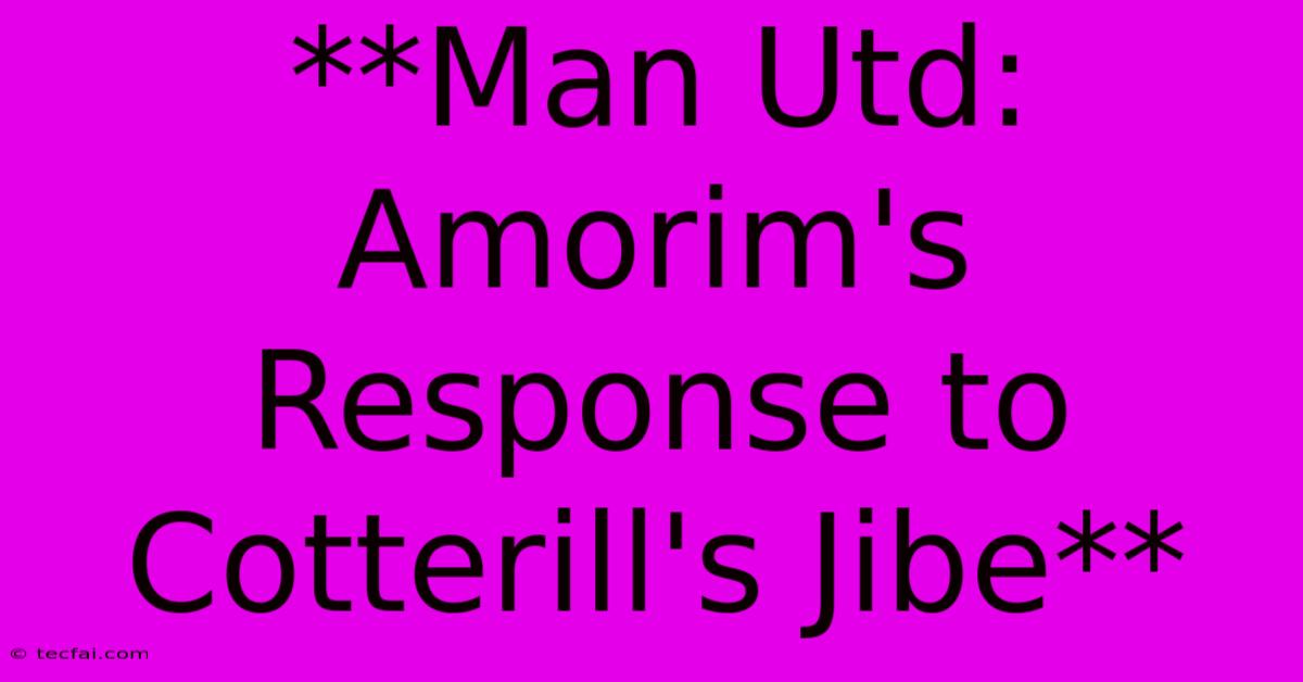 **Man Utd: Amorim's Response To Cotterill's Jibe**