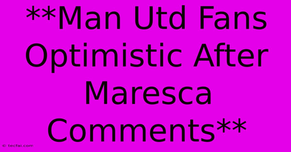 **Man Utd Fans Optimistic After Maresca Comments**