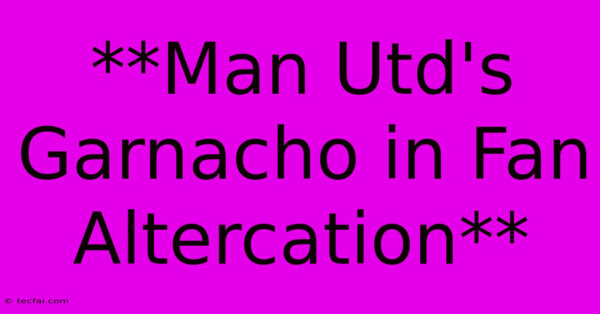 **Man Utd's Garnacho In Fan Altercation**