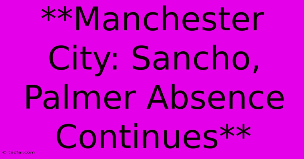 **Manchester City: Sancho, Palmer Absence Continues** 