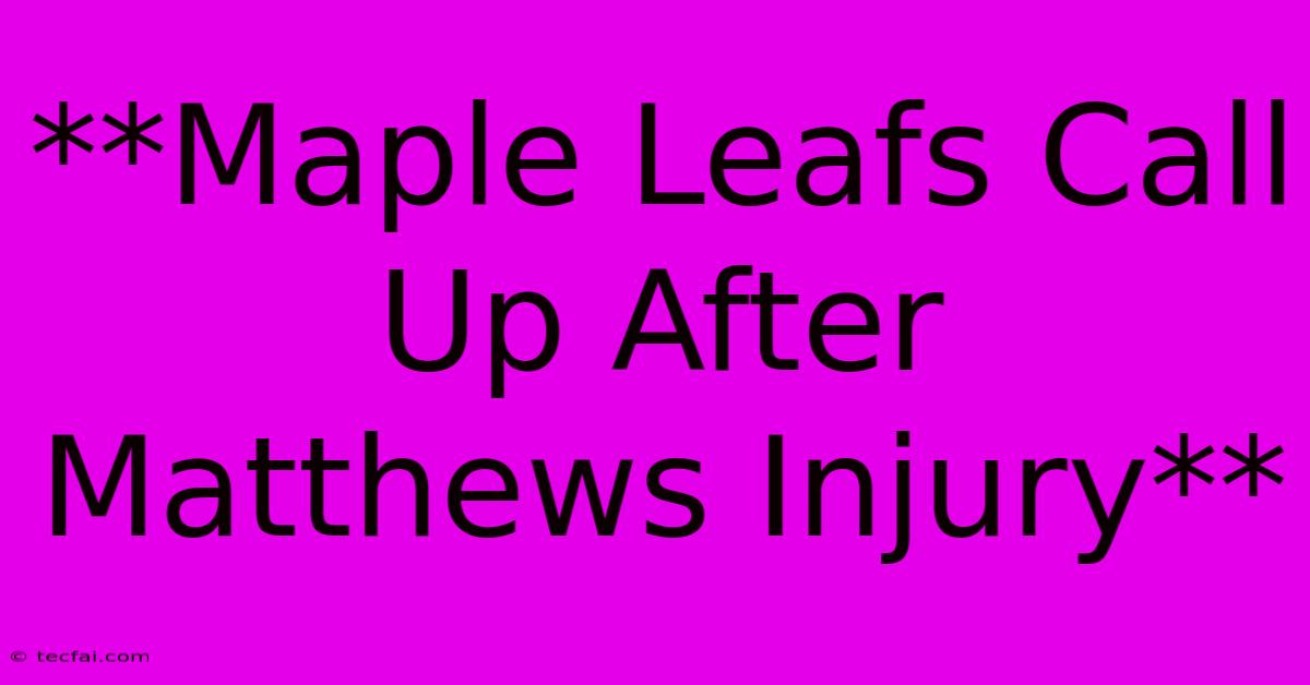 **Maple Leafs Call Up After Matthews Injury**