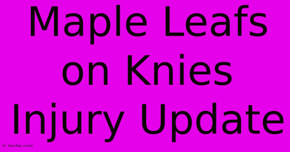 Maple Leafs On Knies Injury Update