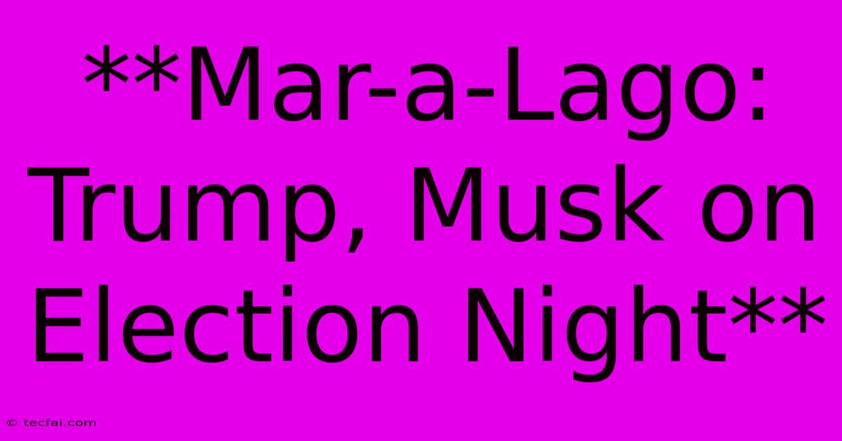 **Mar-a-Lago: Trump, Musk On Election Night** 