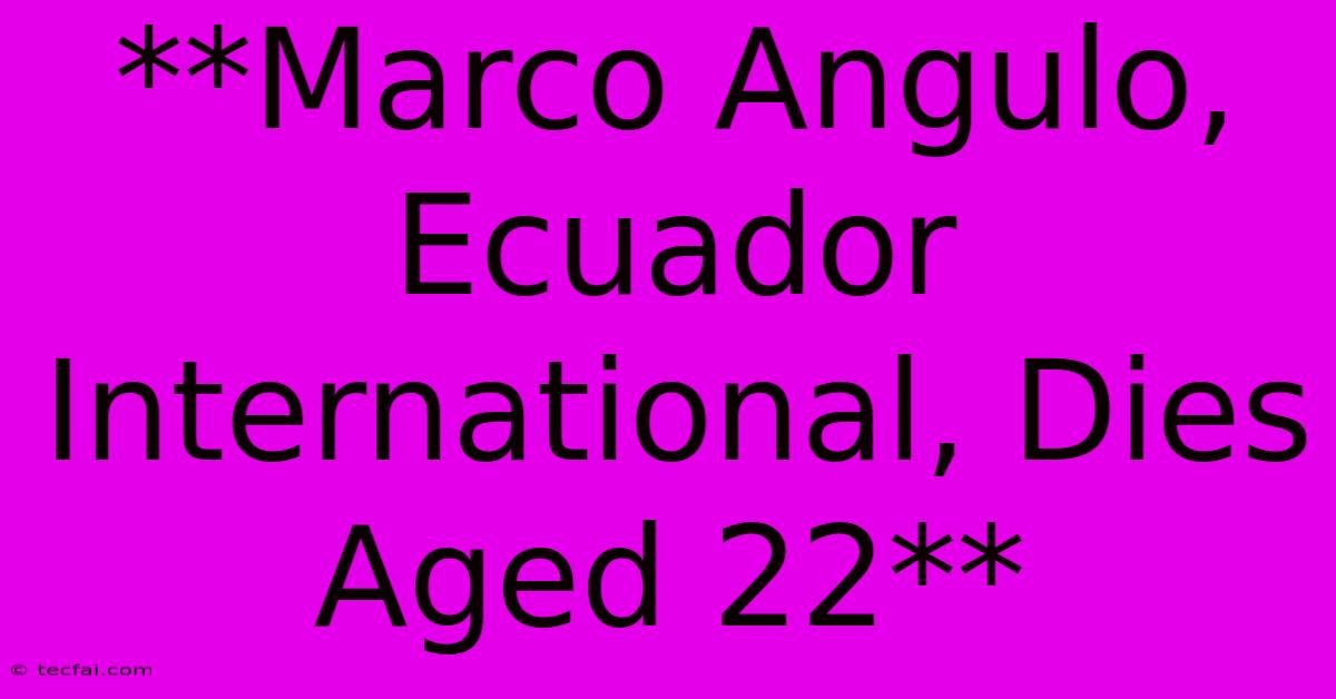 **Marco Angulo, Ecuador International, Dies Aged 22** 