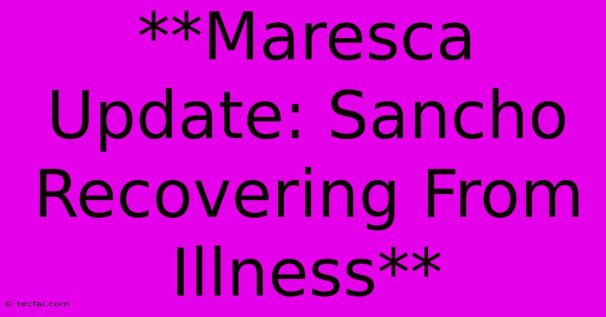 **Maresca Update: Sancho Recovering From Illness**