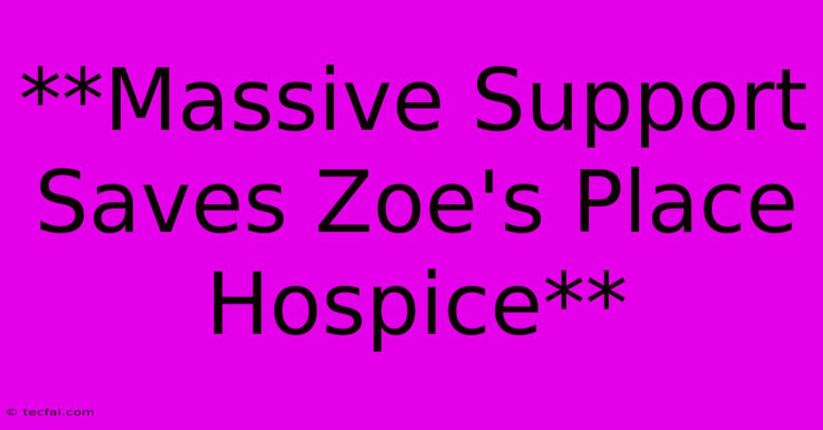 **Massive Support Saves Zoe's Place Hospice**