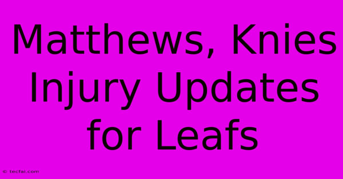 Matthews, Knies Injury Updates For Leafs