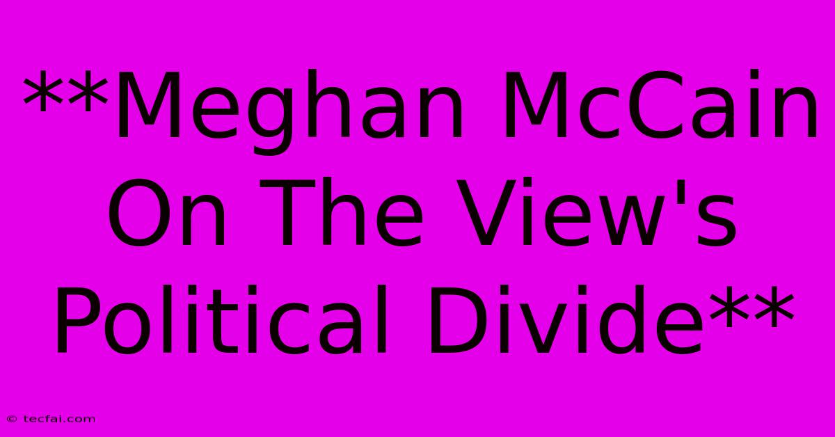 **Meghan McCain On The View's Political Divide**