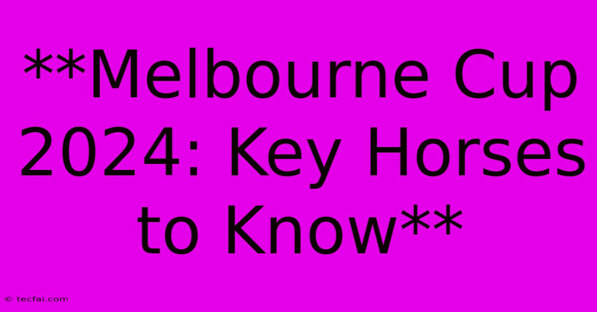 **Melbourne Cup 2024: Key Horses To Know** 