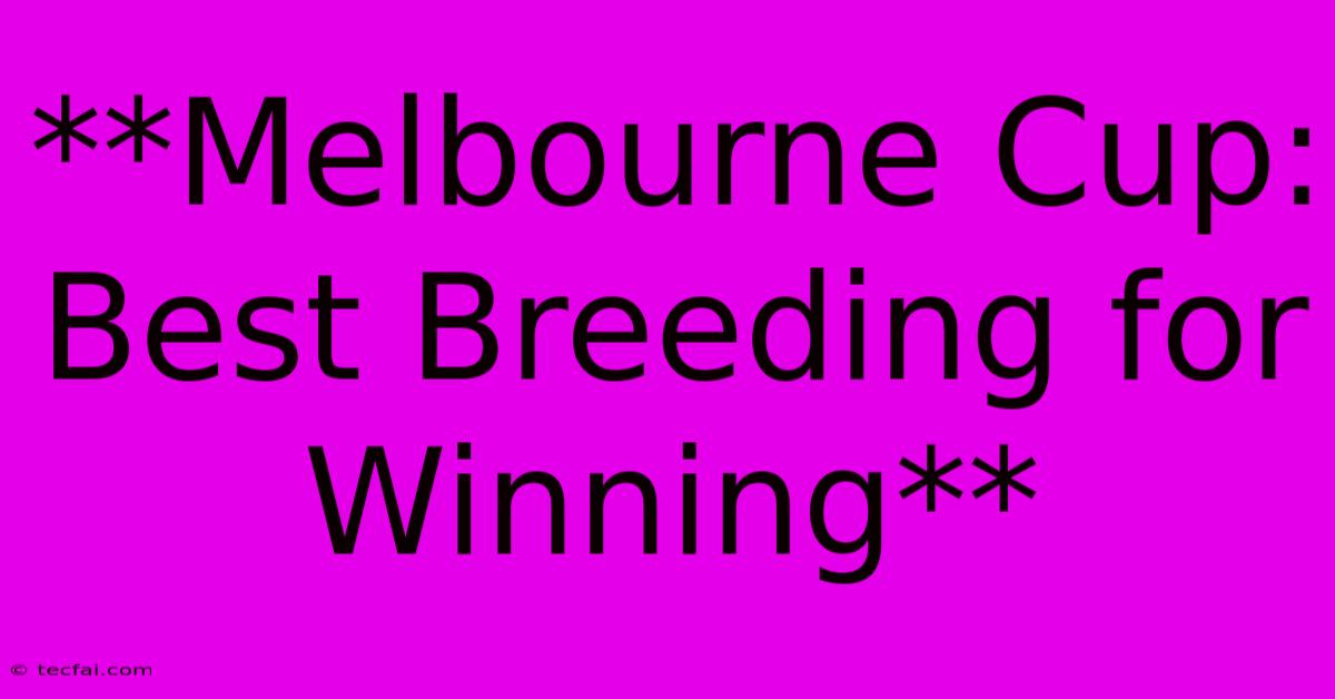 **Melbourne Cup: Best Breeding For Winning** 