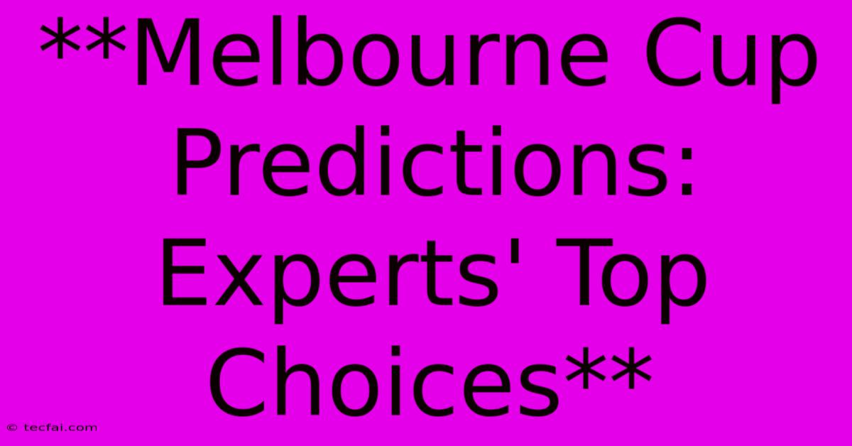 **Melbourne Cup Predictions: Experts' Top Choices** 