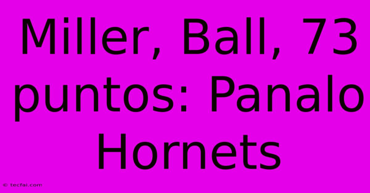 Miller, Ball, 73 Puntos: Panalo Hornets