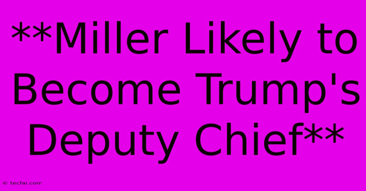 **Miller Likely To Become Trump's Deputy Chief**