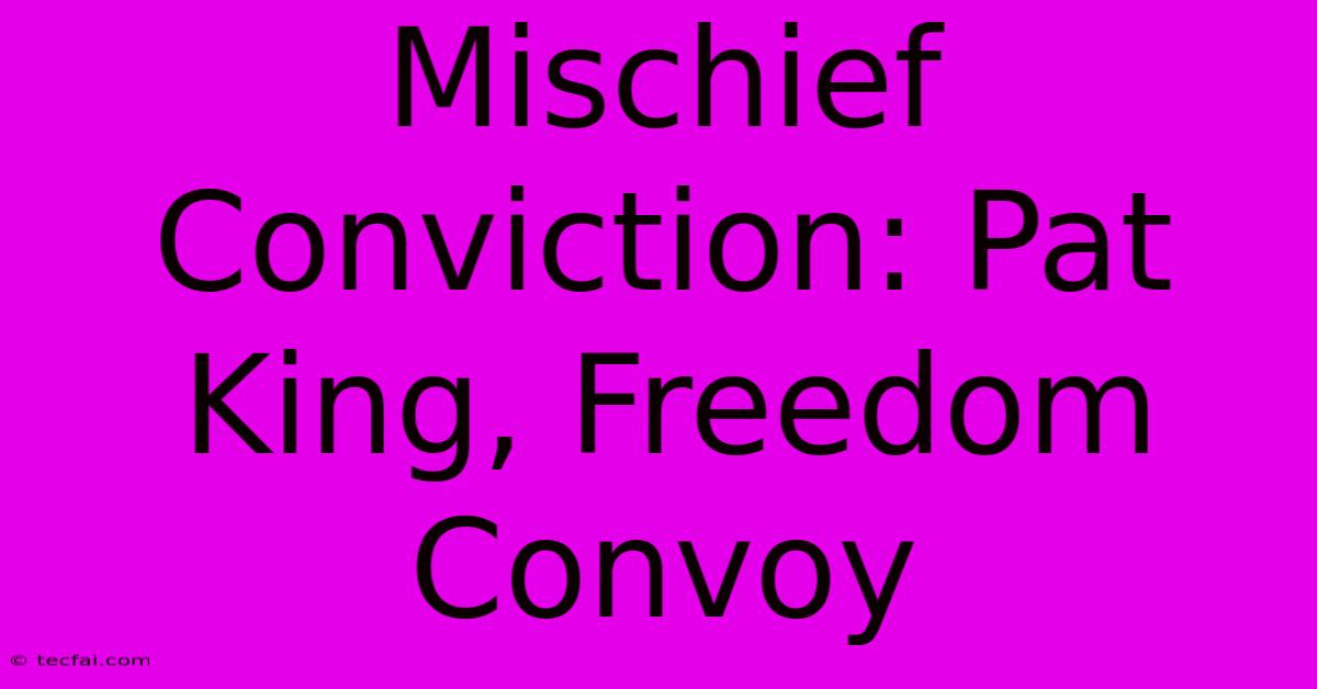 Mischief Conviction: Pat King, Freedom Convoy