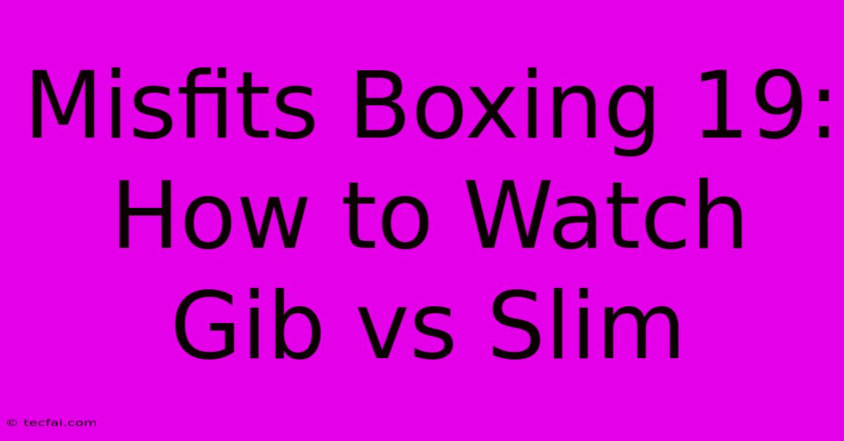 Misfits Boxing 19: How To Watch Gib Vs Slim