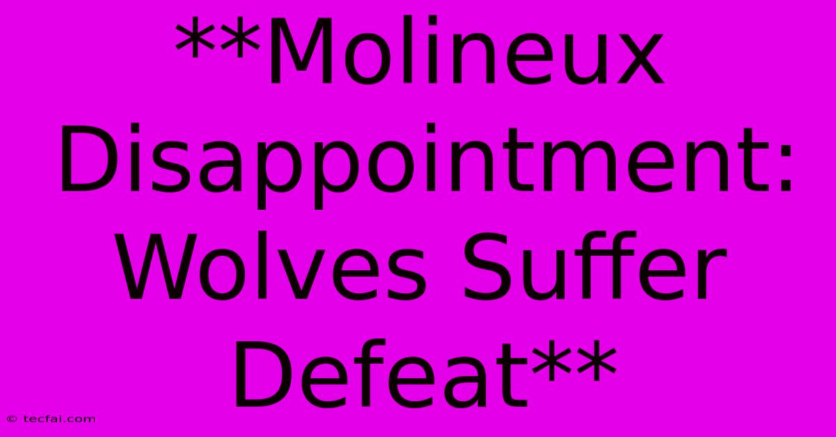 **Molineux Disappointment: Wolves Suffer Defeat**