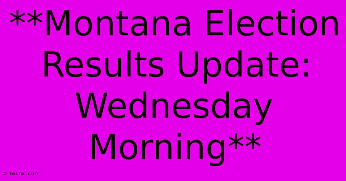 **Montana Election Results Update: Wednesday Morning** 