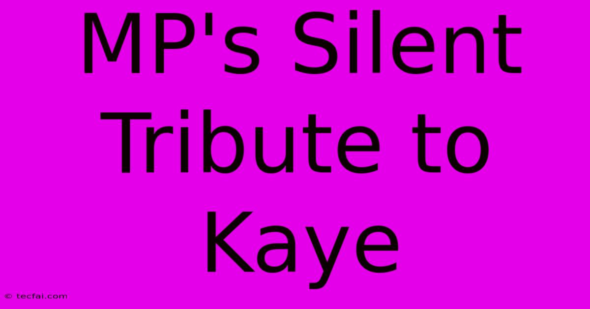 MP's Silent Tribute To Kaye