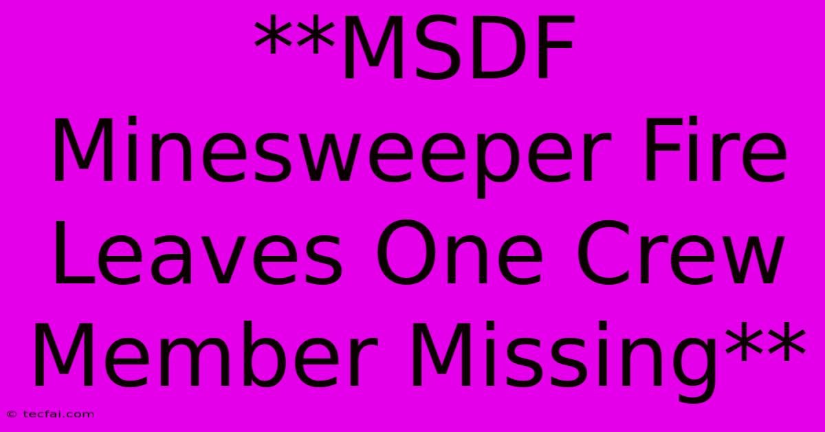 **MSDF Minesweeper Fire Leaves One Crew Member Missing** 