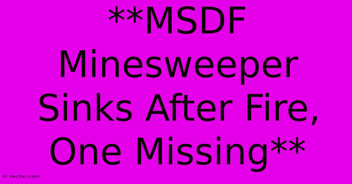 **MSDF Minesweeper Sinks After Fire, One Missing**