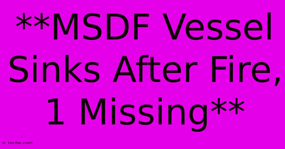 **MSDF Vessel Sinks After Fire, 1 Missing**