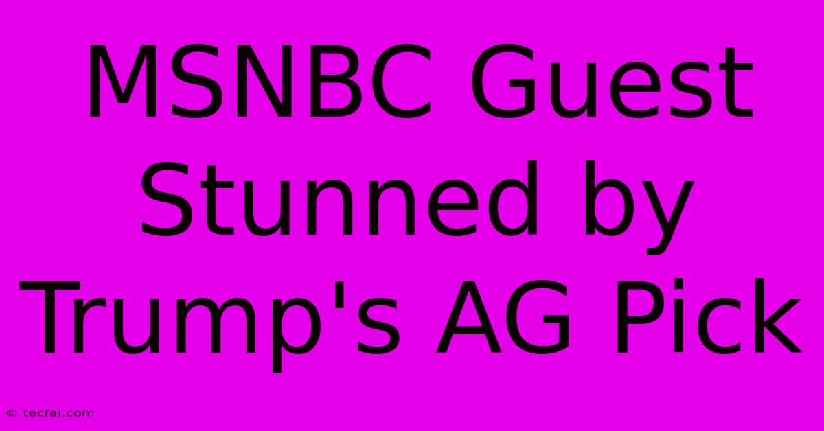 MSNBC Guest Stunned By Trump's AG Pick