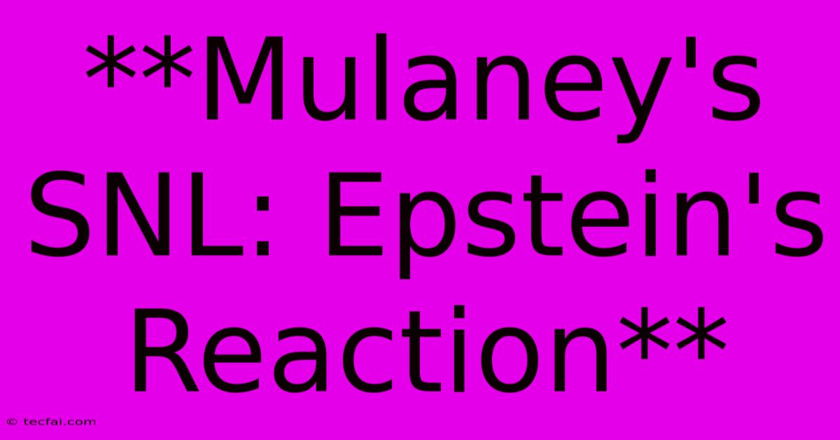 **Mulaney's SNL: Epstein's Reaction** 