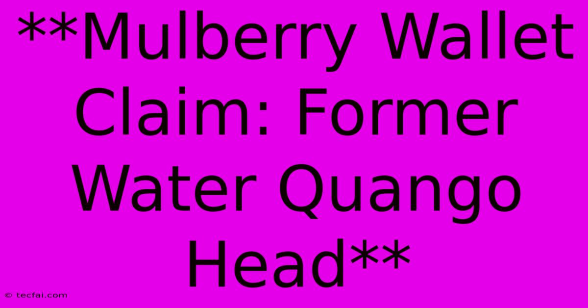 **Mulberry Wallet Claim: Former Water Quango Head** 