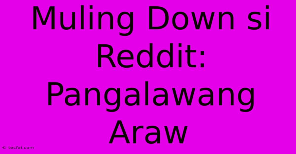 Muling Down Si Reddit: Pangalawang Araw