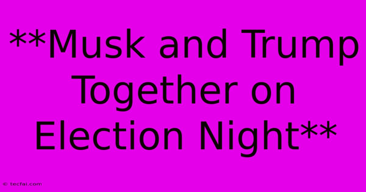 **Musk And Trump Together On Election Night**