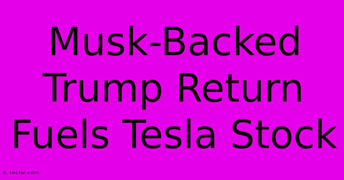 Musk-Backed Trump Return Fuels Tesla Stock