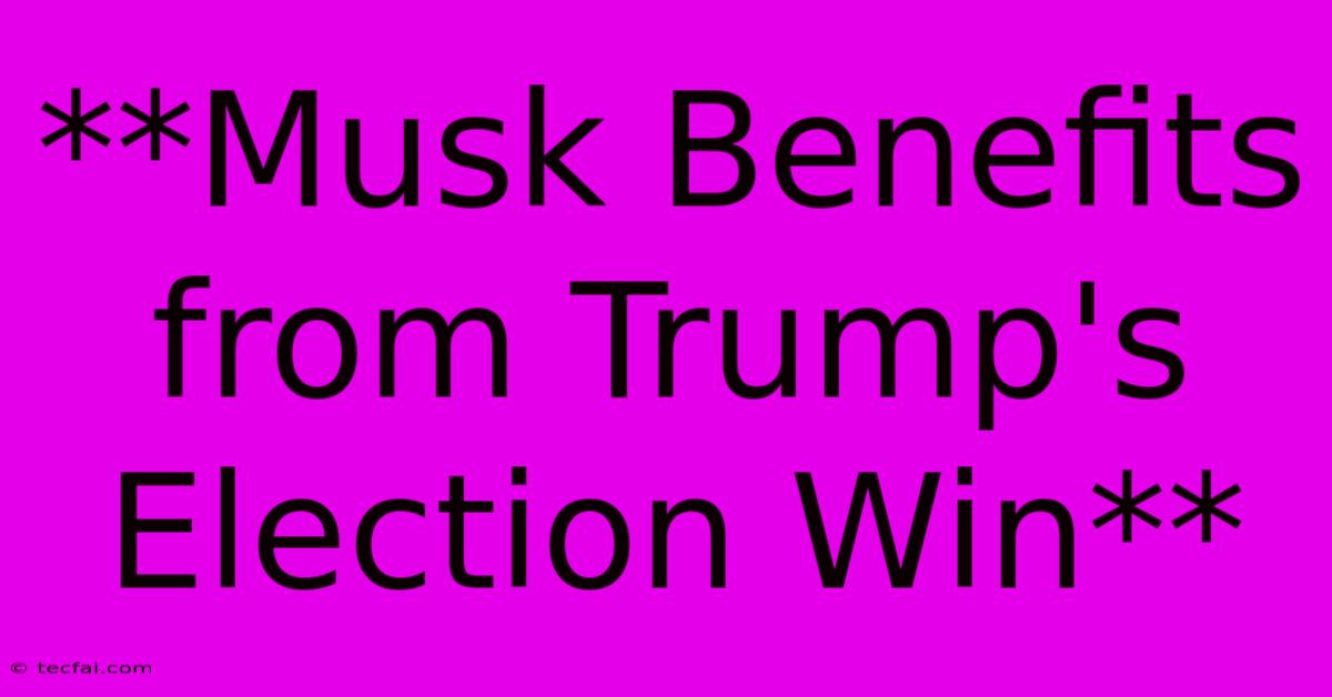 **Musk Benefits From Trump's Election Win** 