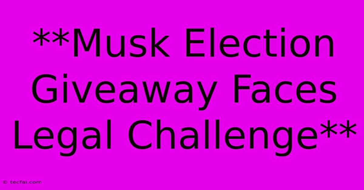 **Musk Election Giveaway Faces Legal Challenge**