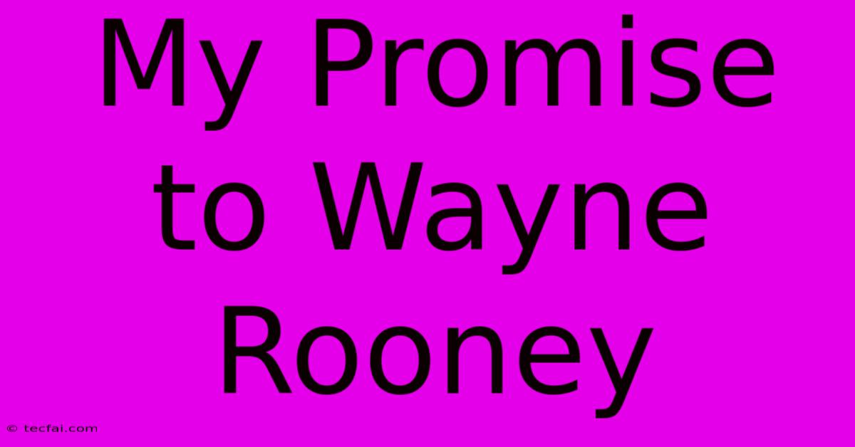 My Promise To Wayne Rooney