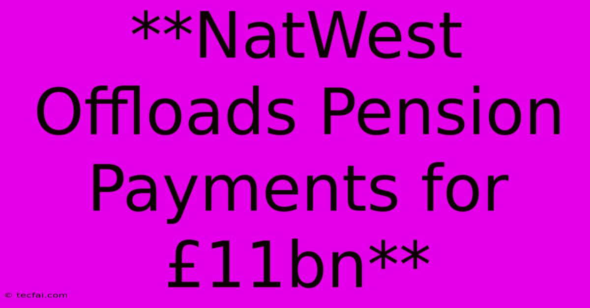 **NatWest Offloads Pension Payments For £11bn**