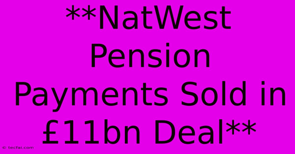 **NatWest Pension Payments Sold In £11bn Deal**