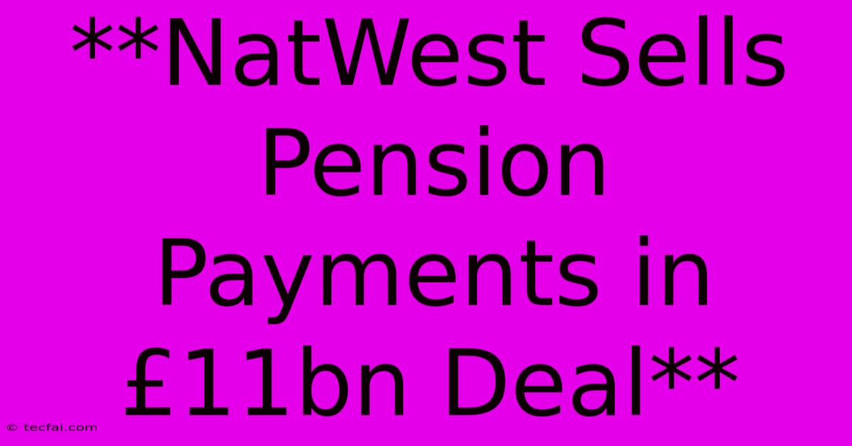 **NatWest Sells Pension Payments In £11bn Deal**