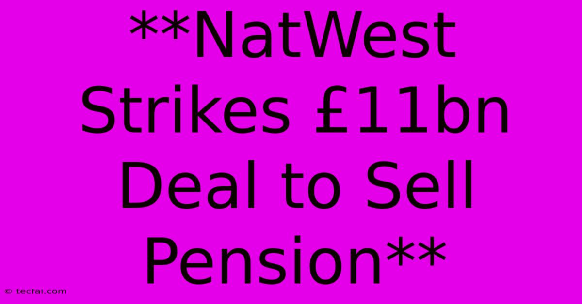 **NatWest Strikes £11bn Deal To Sell Pension** 