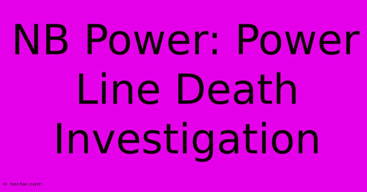 NB Power: Power Line Death Investigation