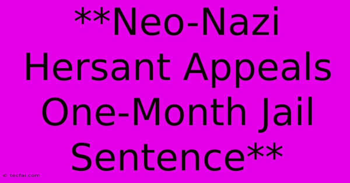 **Neo-Nazi Hersant Appeals One-Month Jail Sentence**